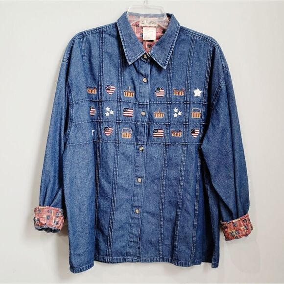 Patriotic VTG Bottom Down Dennis Blouse - Picture 4 of 10